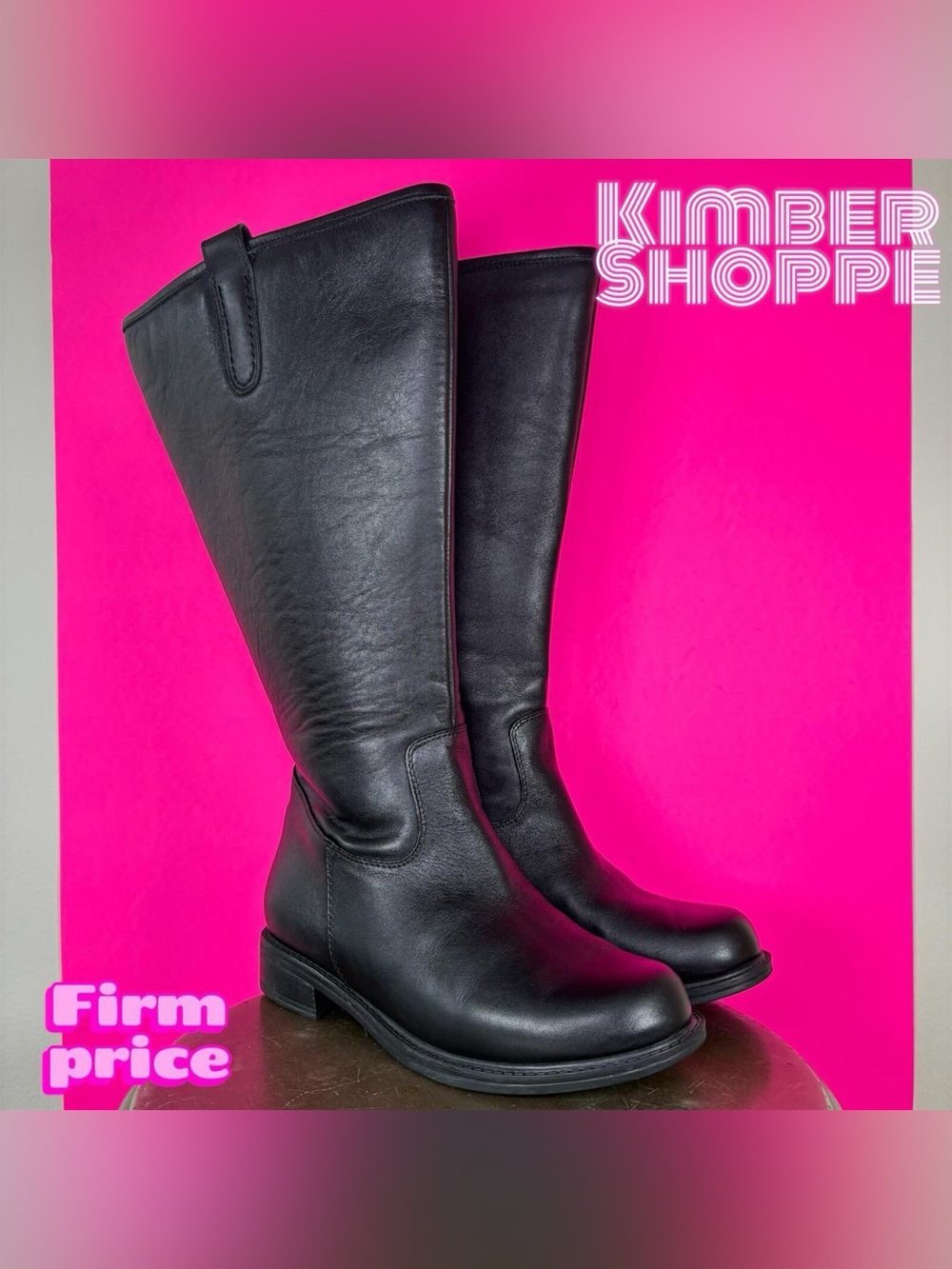 David Tate Veneto Black Leather Wide Calf Riding Boot US 6 Wide